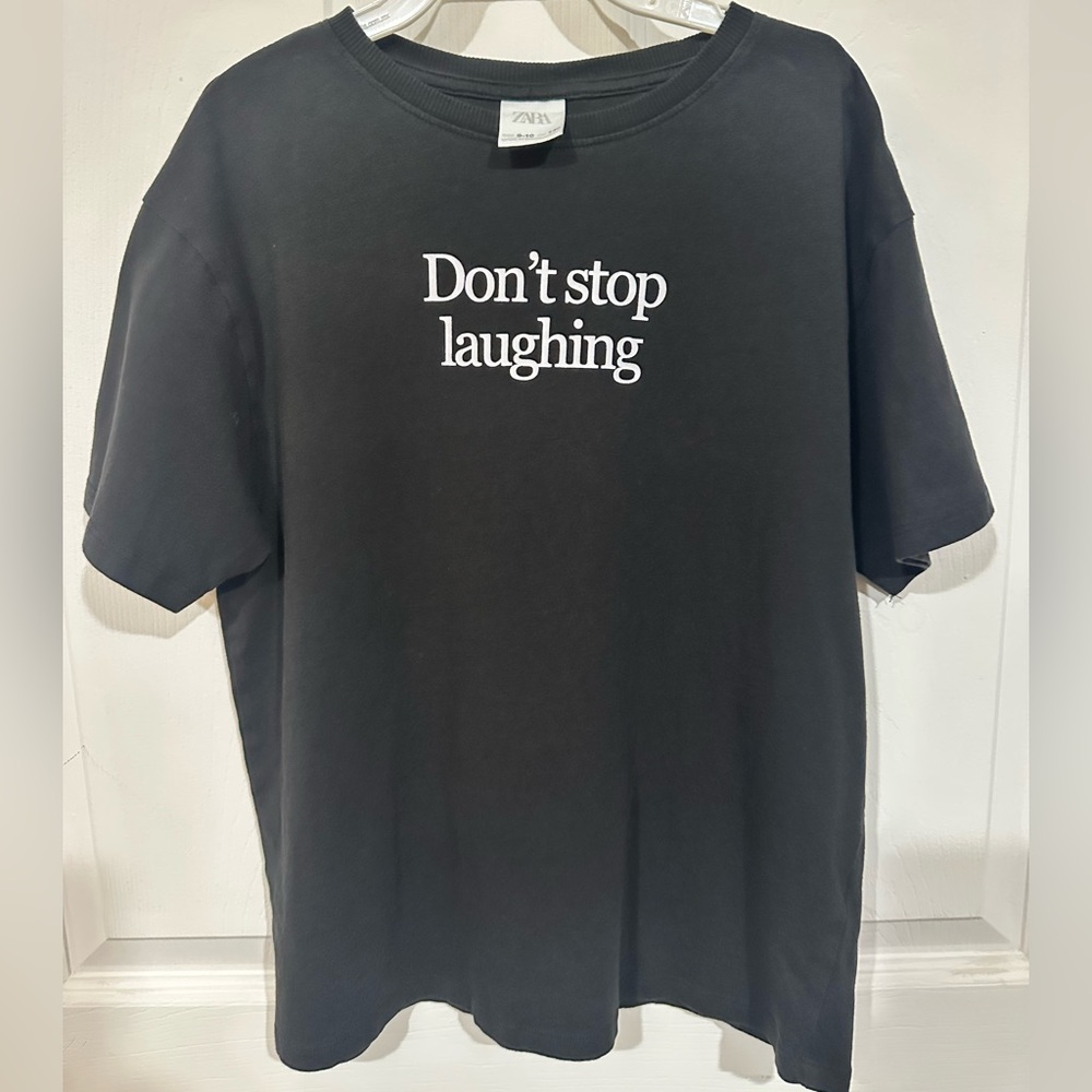 Zara Black Tee with White Text